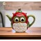 Hand Painted Ceramic Owl Teapot,ceramic tea Kettle for Tea for tea lovers